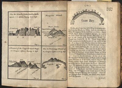 A Collection of Original Voyages…  - Plate of the Island of John Ferdinando, Peypses Island, Cape of Good Hope, and Nutmegg Island