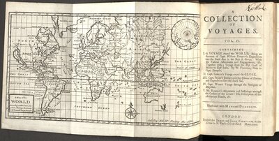 A Collection of Voyages… Vol. IV  - Title page and map of the world