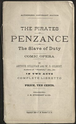 The Pirates of Penzance, or The Slave of Duty: Comic Opera in Two Acts - Title page
