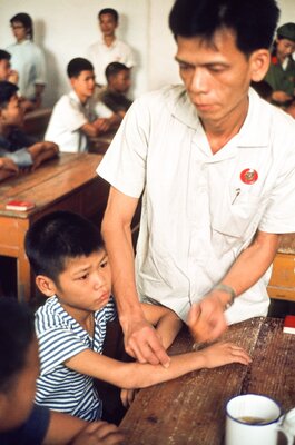Children Receiving Acupuncture Treatment at School