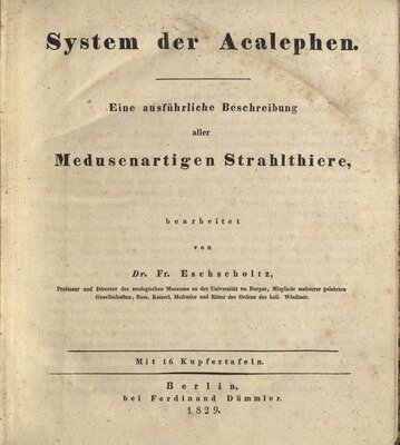 System der Acalephen : eine aus führliche Beschreibung aller medusenartigen Strahlthiere – Title page
