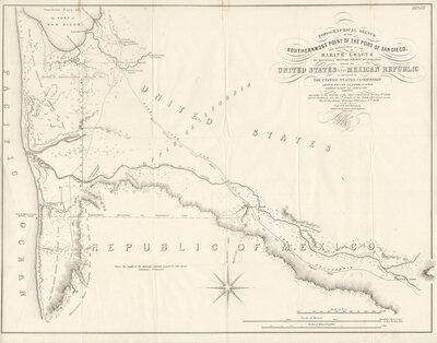 Topographical sketch of the southernmost point of the port of San Diego: and measurement of the marine league for determining the initial point of the boundary between the United States and the Mexican Republic.