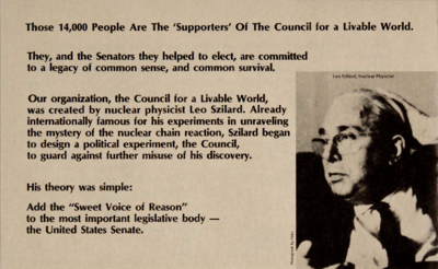 Pamphlet on Council for a Livable World