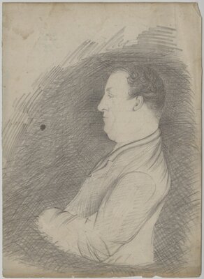 Pencil portrait of the paymaster