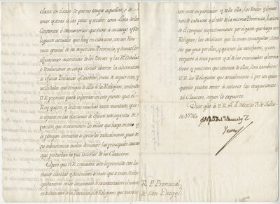 [Manuscript letter, signed from the Viceroy of New Spain]