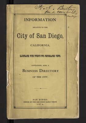 Information Relative to the City of San Diego, California - Cover
